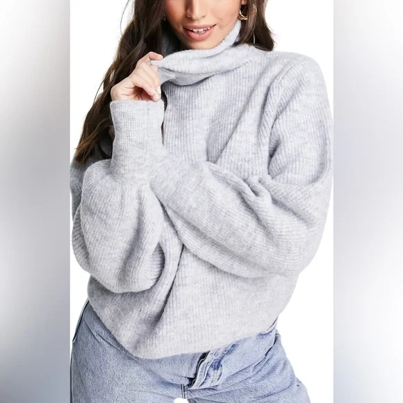 Topshop Sweaters Topshop Ribbed Turtleneck Sweater In Light